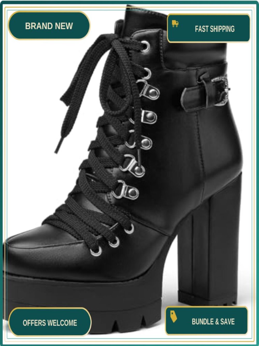 Susanny Women's Platform Ankle Booties Chunky Heel Round Toe Lace Up Suede Boots